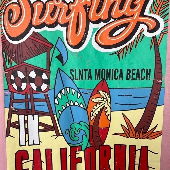 Romwe Casual Oversized Tee Best Surfing Santa Monica California Women's S Retro - Picture 9 of 14